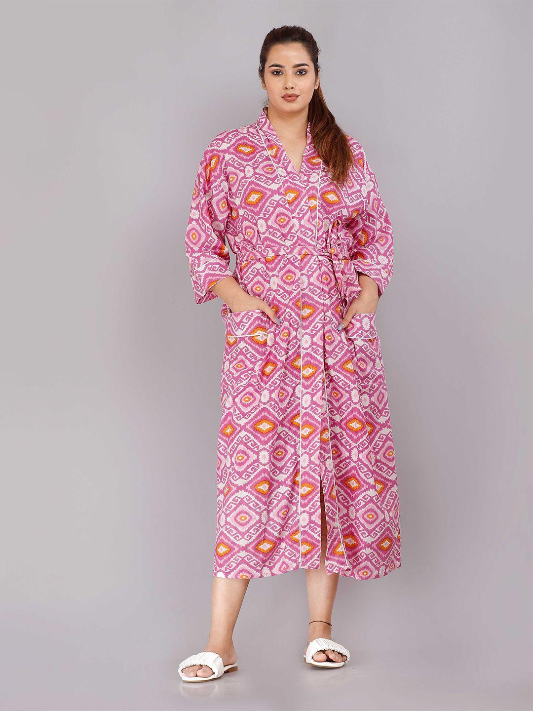 shoolin women pink printed nightdress