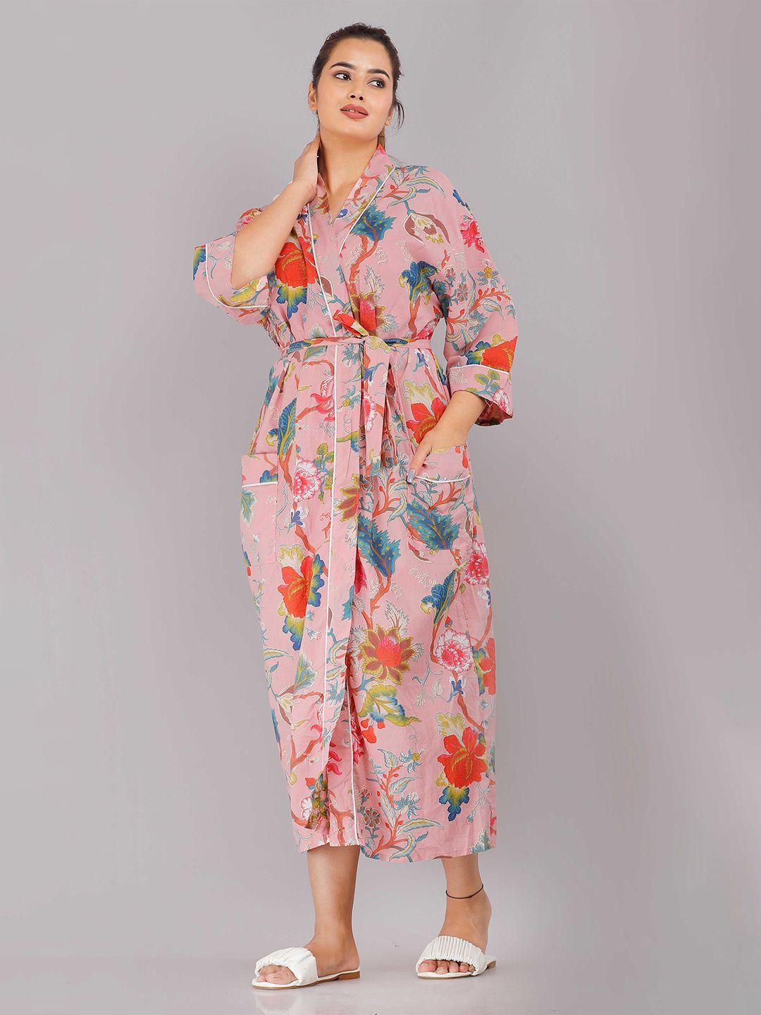 shoolin women pink printed nightdress