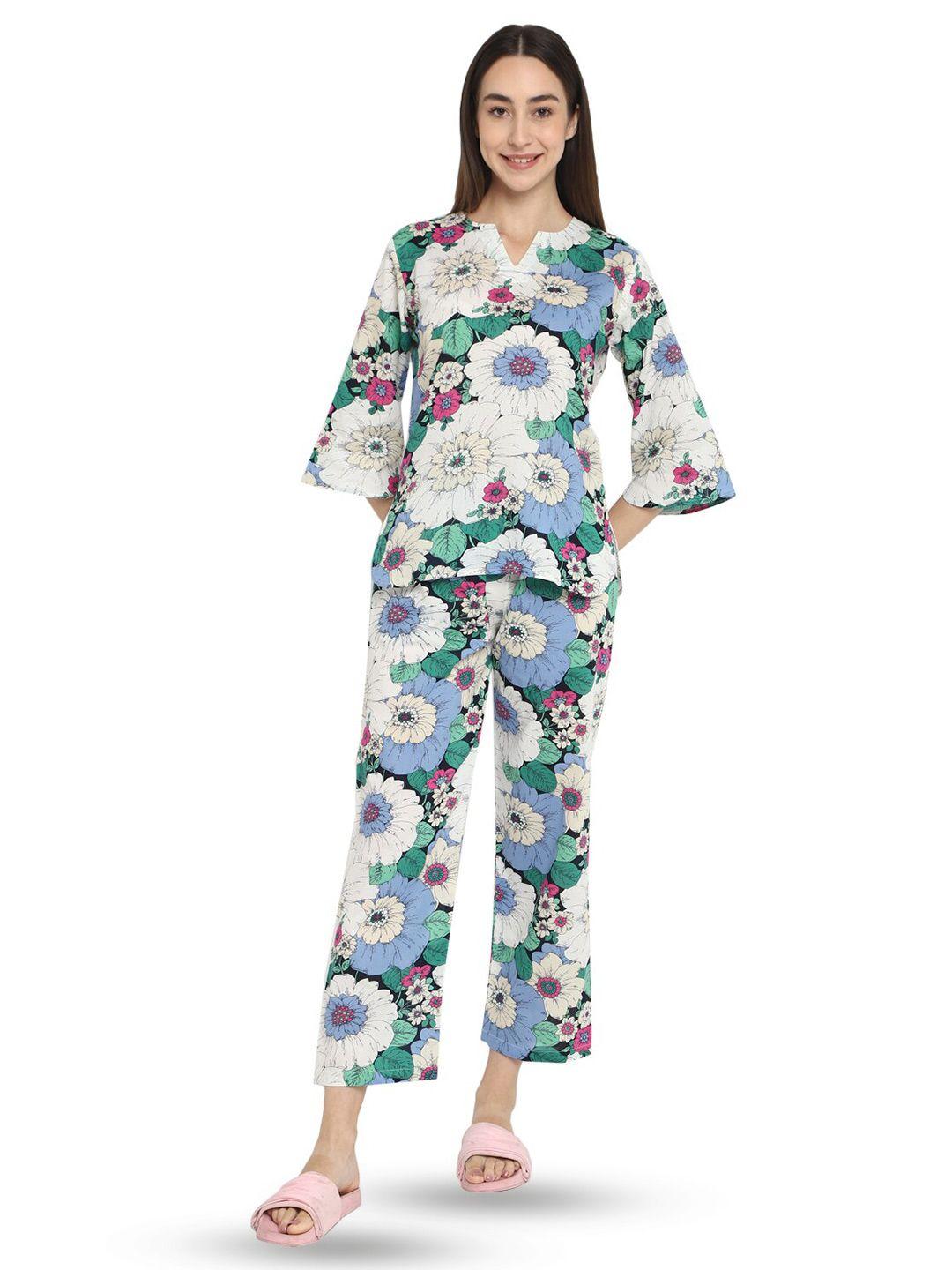shopbloom floral print pure cotton night suit