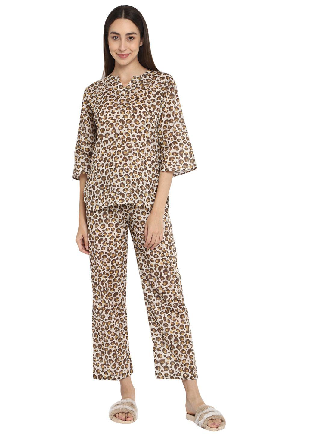 shopbloom animal printed pure cotton top with trouser