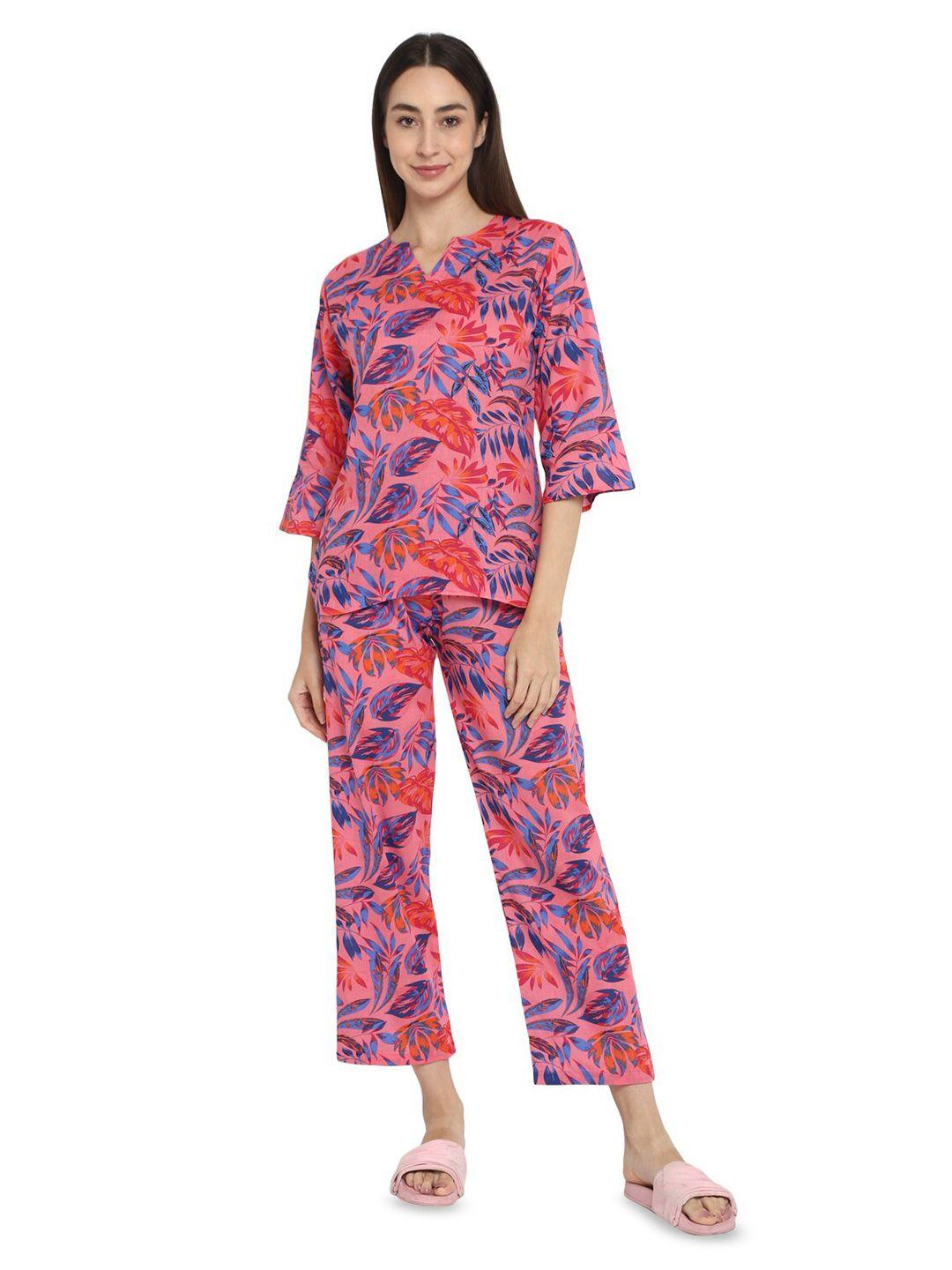 shopbloom floral print pure cotton night suit