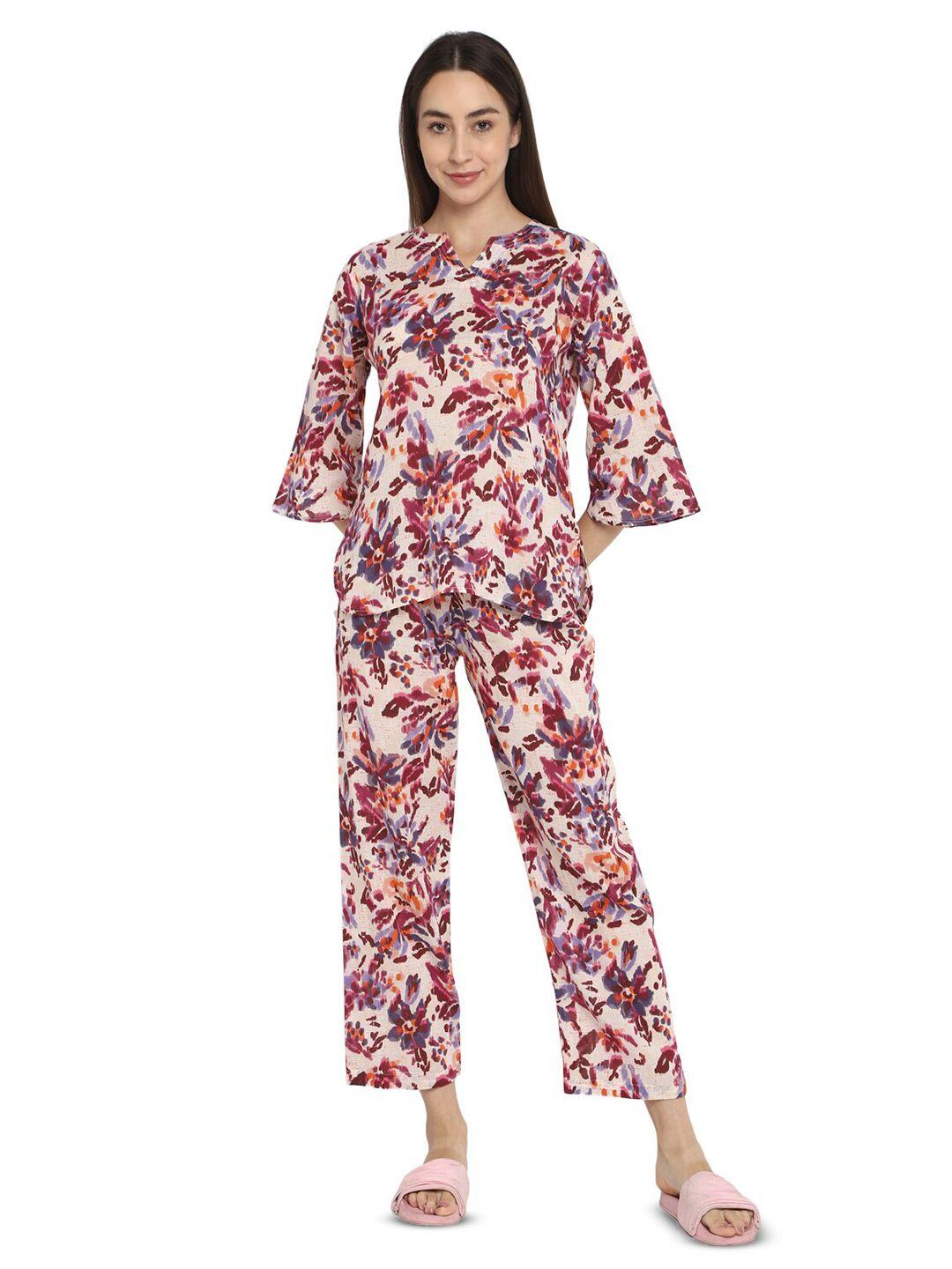 shopbloom floral printed pure cotton top with trouser