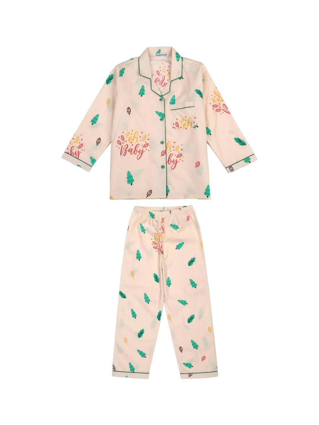 shopbloom kids conversational printed pure cotton night suit