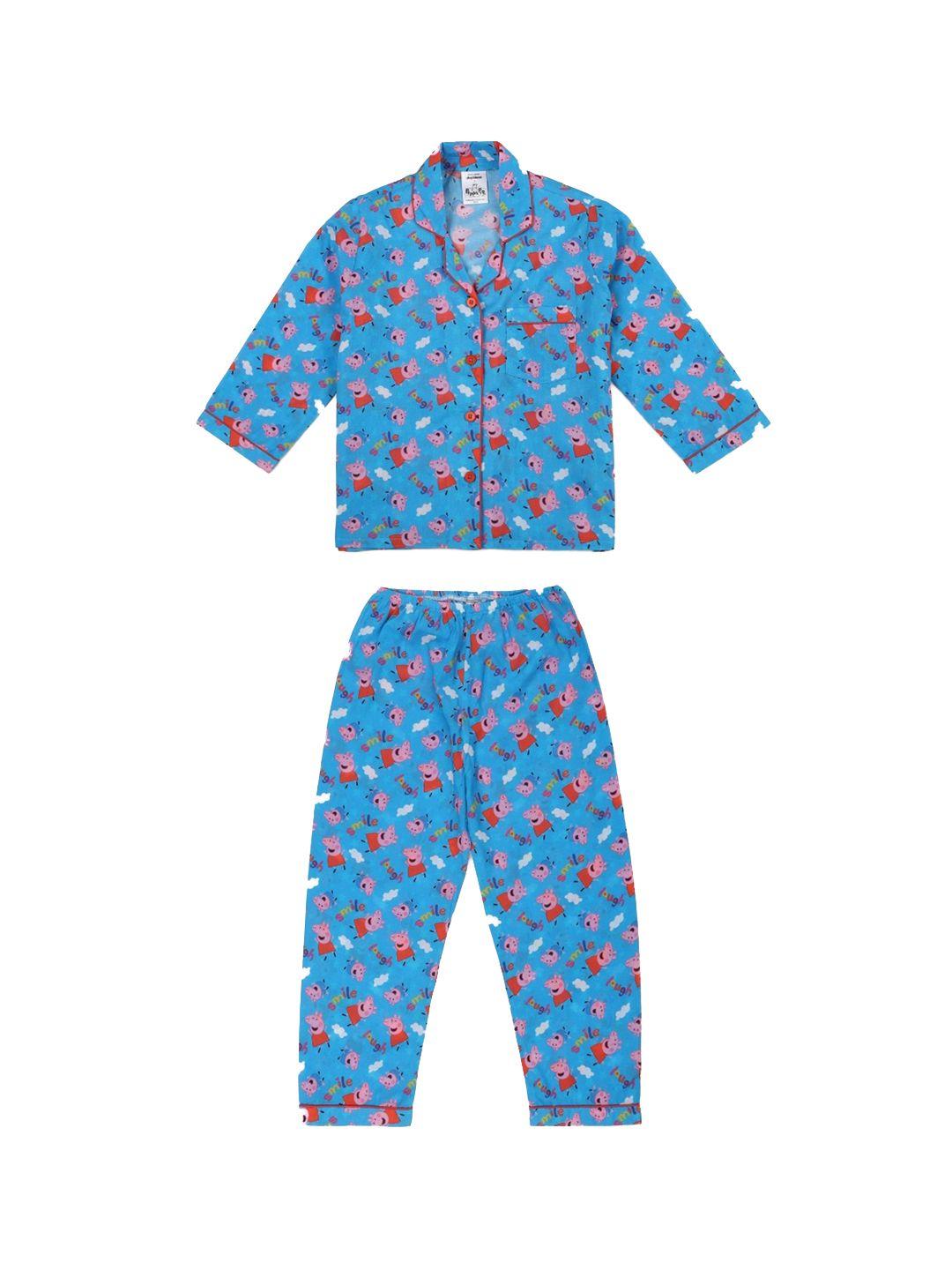 shopbloom kids conversational printed pure cotton shirt & pyjamas