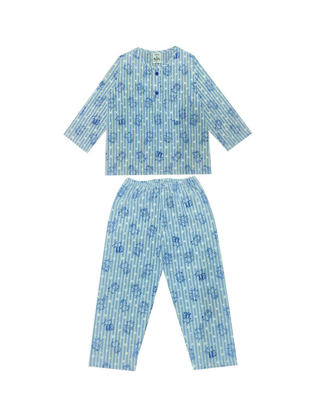 shopbloom kids conversational printed pure cotton shirt & pyjamas