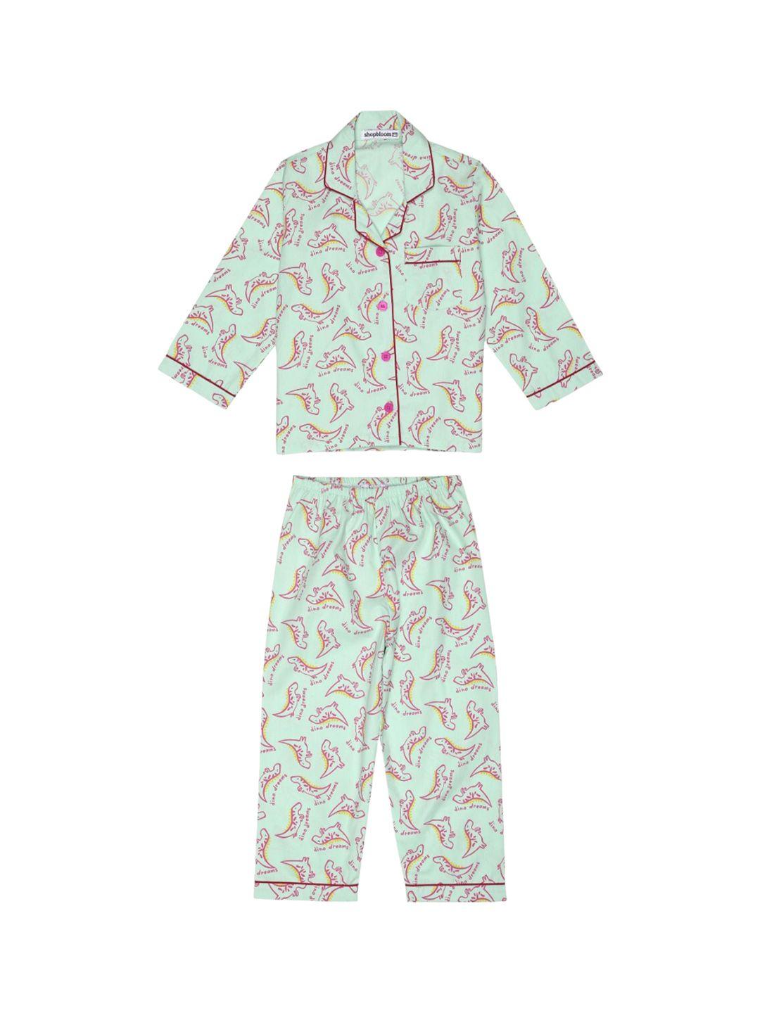 shopbloom kids graphic printed pure cotton shirt with pyjamas