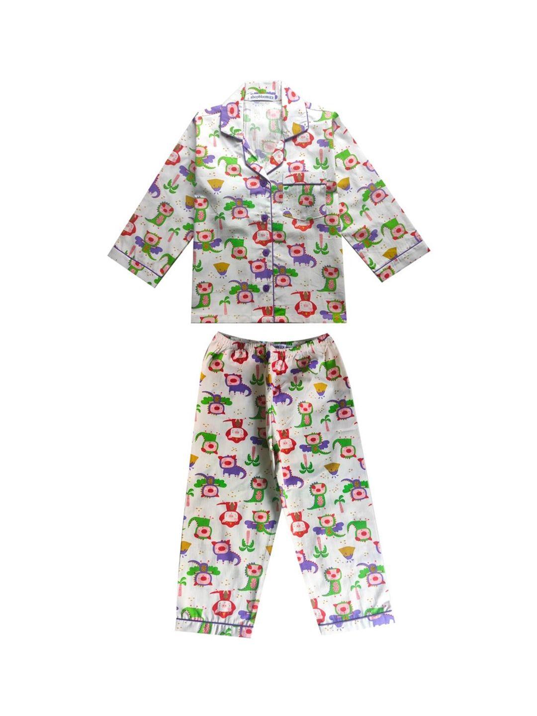 shopbloom kids graphic printed pure cotton shirt with pyjamas