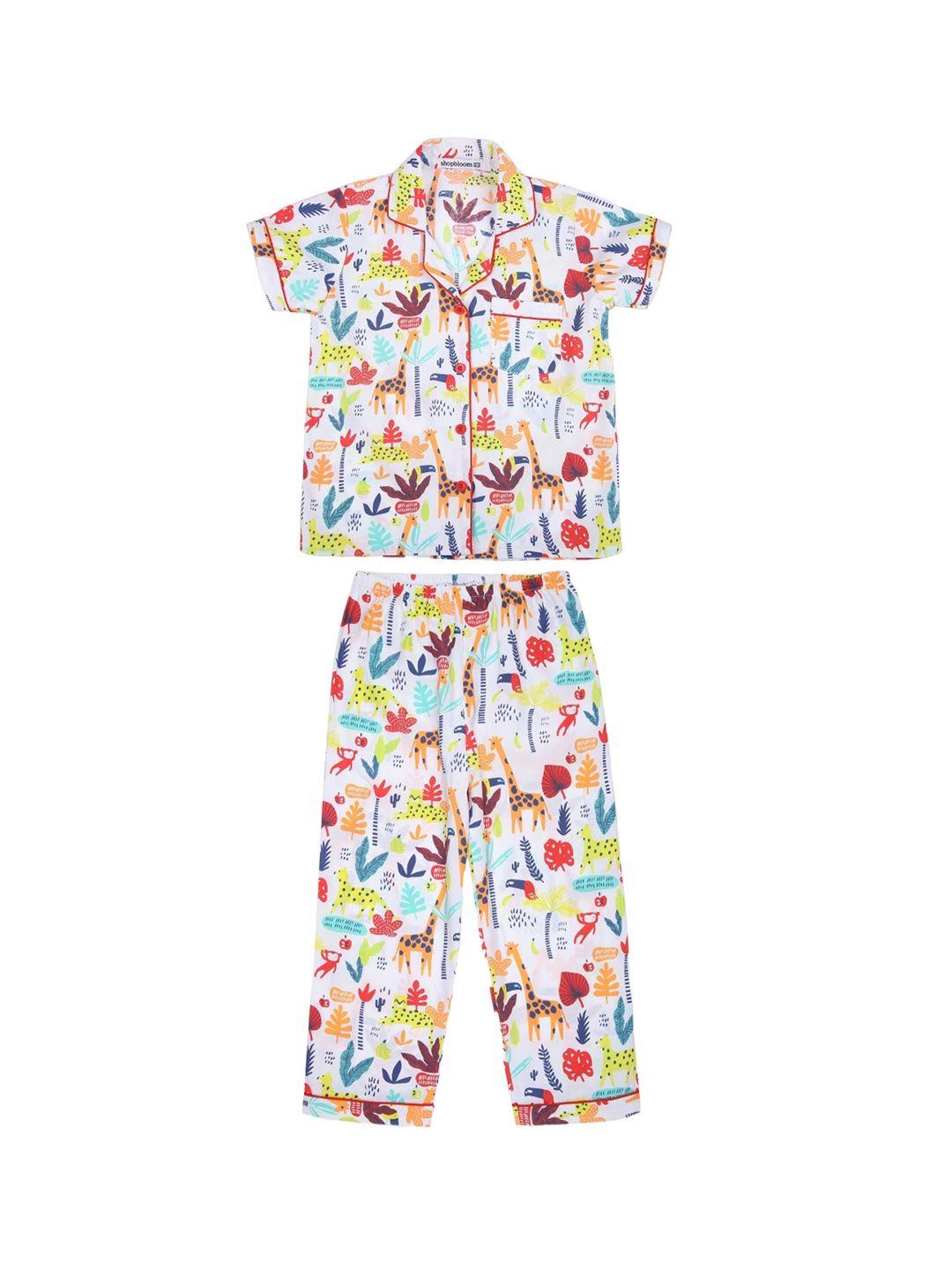 shopbloom kids graphic printed pure cotton shirt with pyjamas