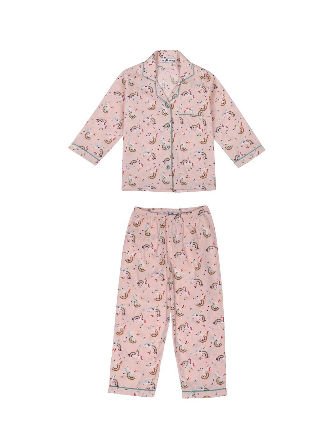 shopbloom kids graphic printed pure cotton shirt with pyjamas