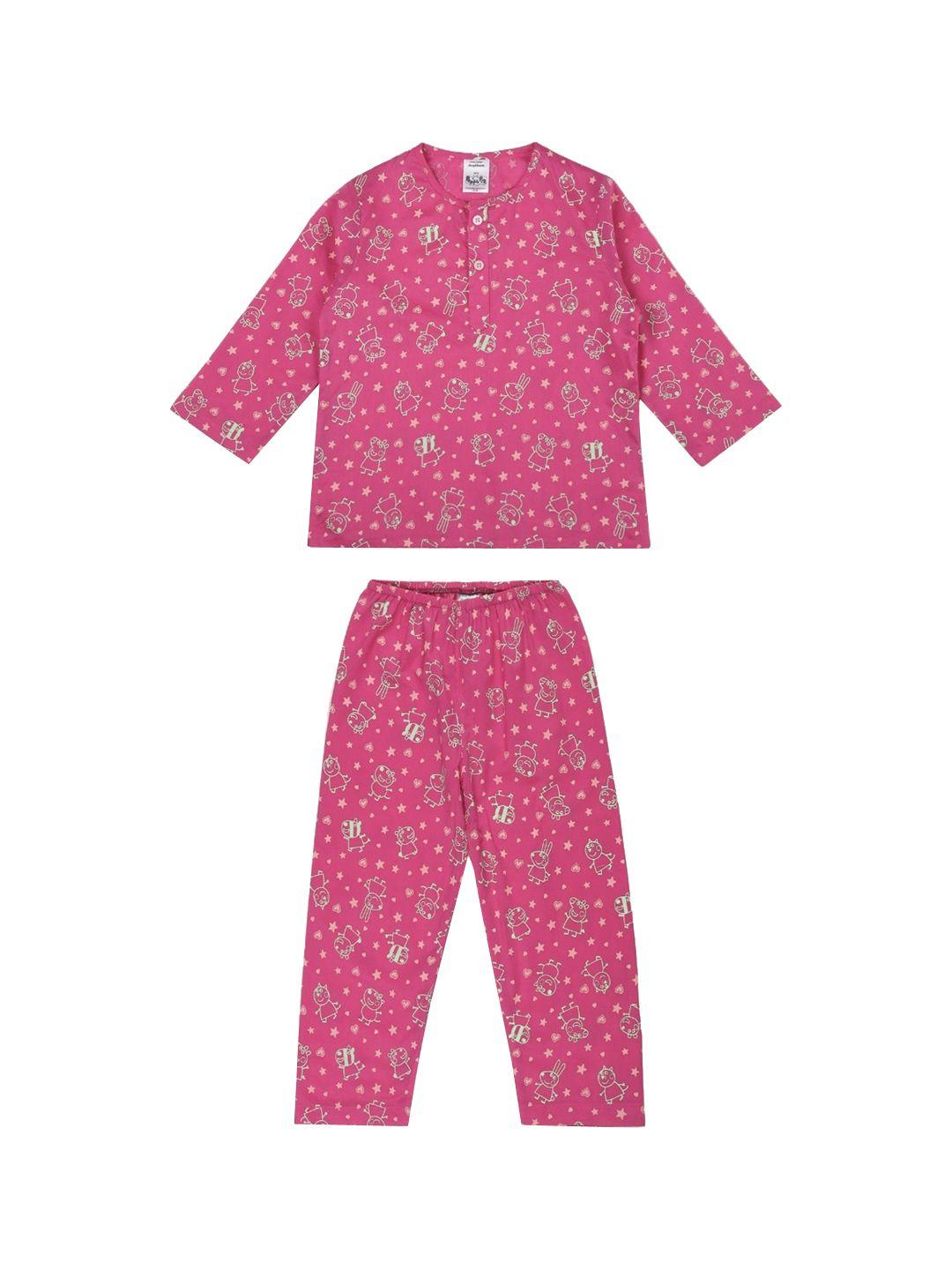 shopbloom kids graphic printed pure cotton top with pyjamas