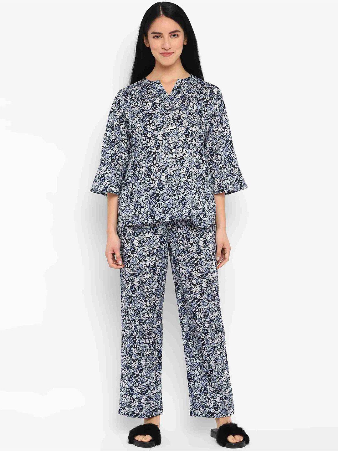 shopbloom women 2 pieces floral printed pure cotton night suit