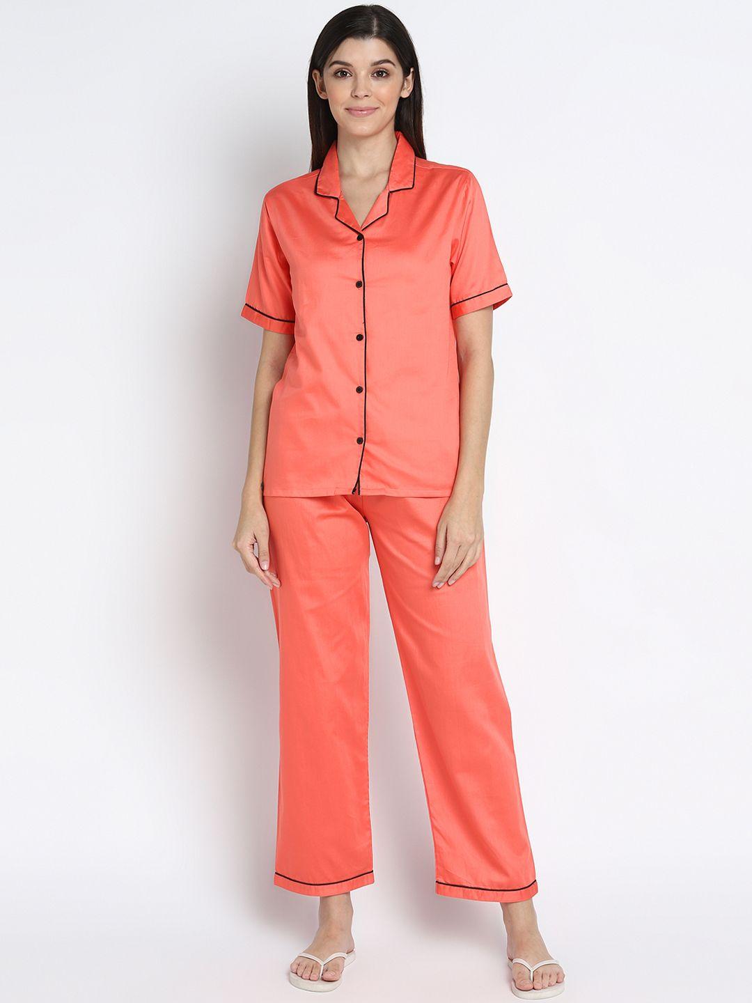 shopbloom women orange night suit