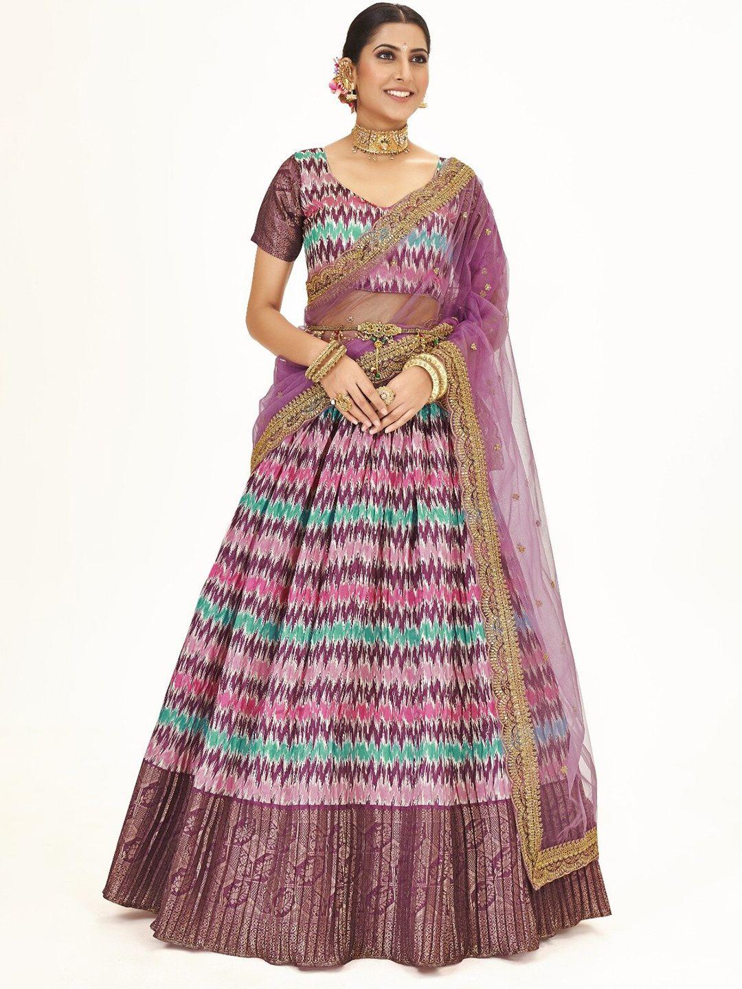 shopgarb abdtract printed semi-stitched lehenga & unstitched blouse with dupatta