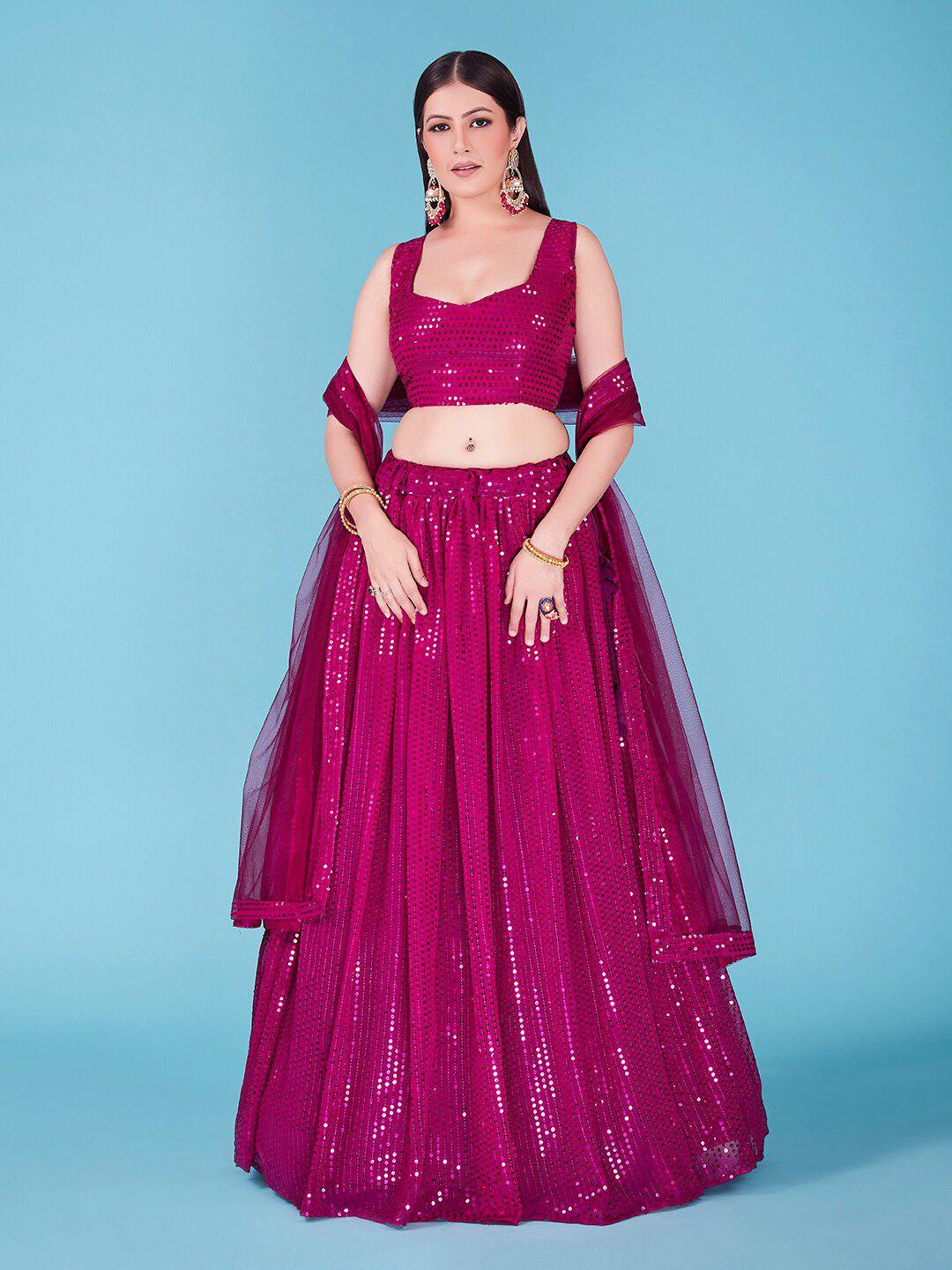 shopgarb embellished sequinned semi-stitched lehenga & unstitched blouse with dupatta