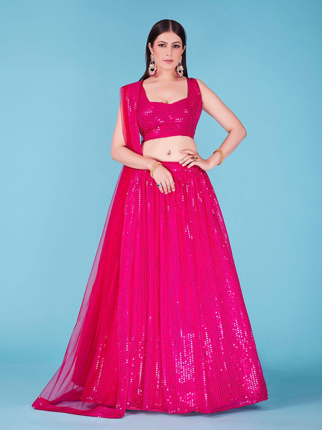 shopgarb embellished sequinned semi-stitched lehenga & unstitched blouse with dupatta