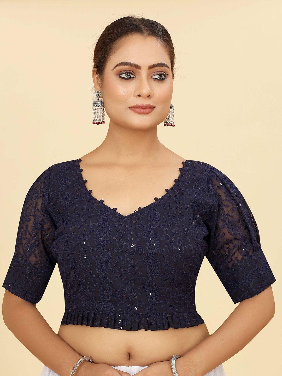 shopgarb chikankari embroidered saree blouse