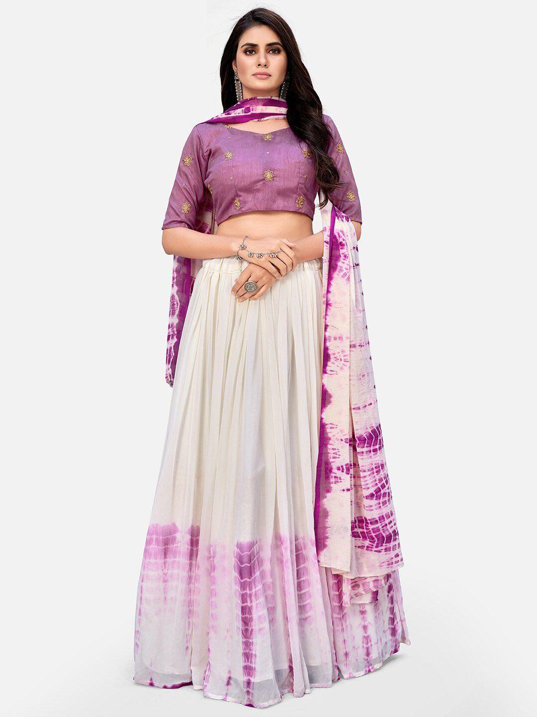 shopgarb embellished thread work semi-stitched lehenga & unstitched blouse with dupatta