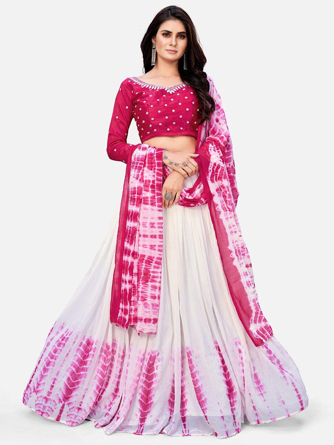 shopgarb embroidered thread work semi-stitched lehenga & unstitched blouse with dupatta