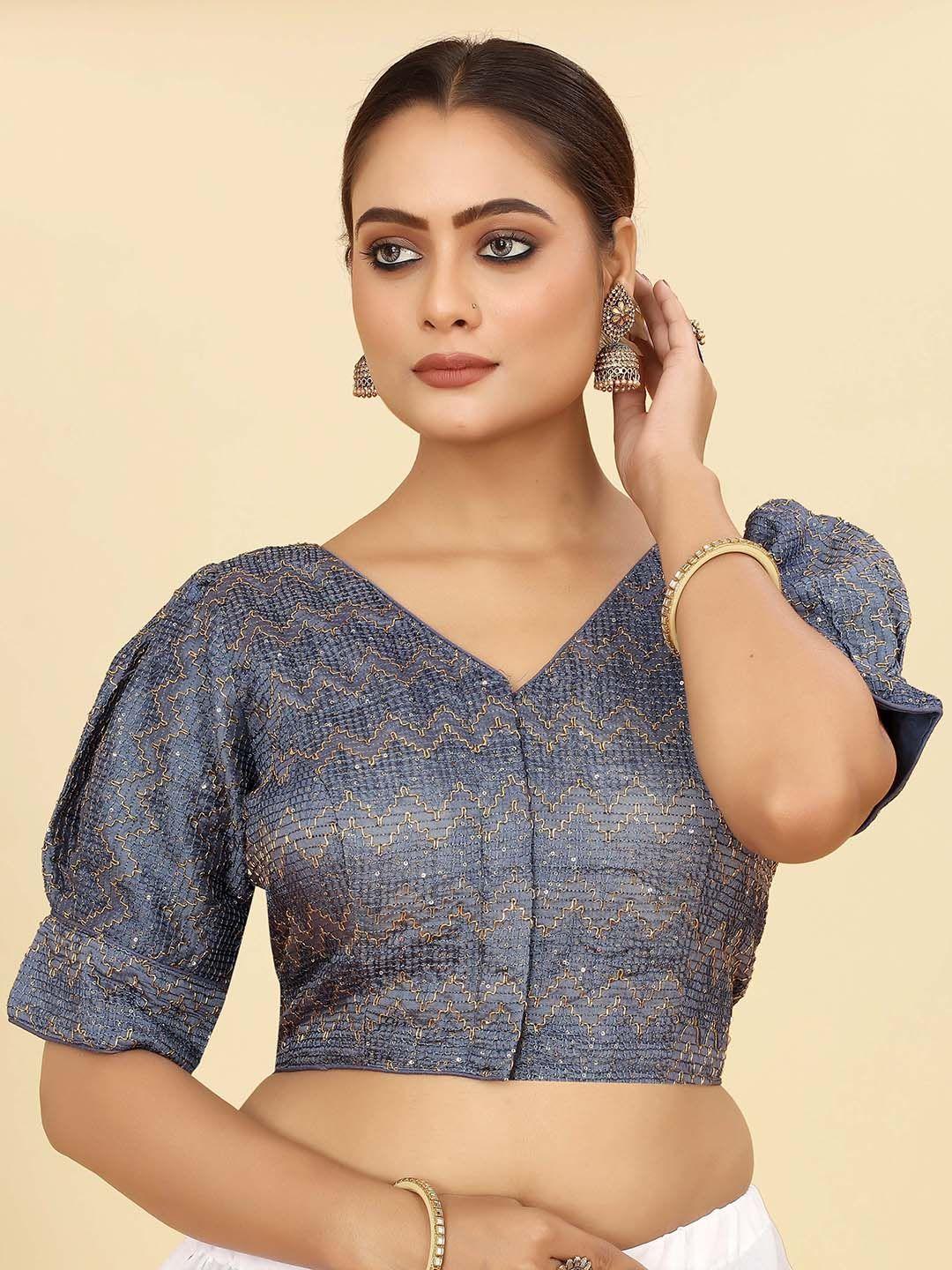 shopgarb embroidered v-neck saree blouse