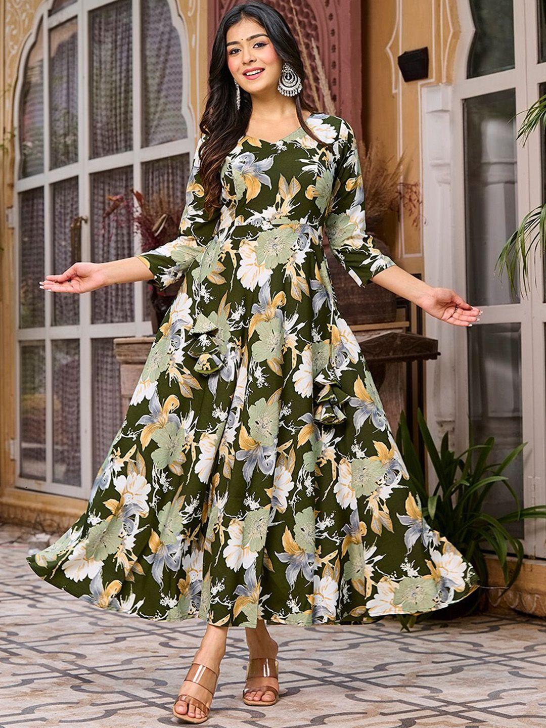 shopgarb floral printed fit and flare ethnic dress