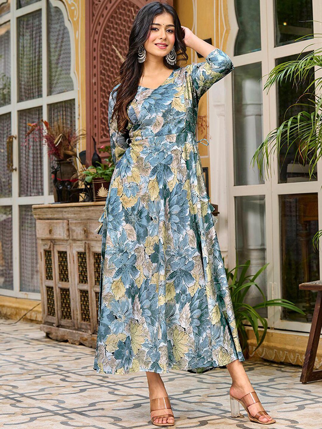 shopgarb floral printed fit and flare ethnic dress