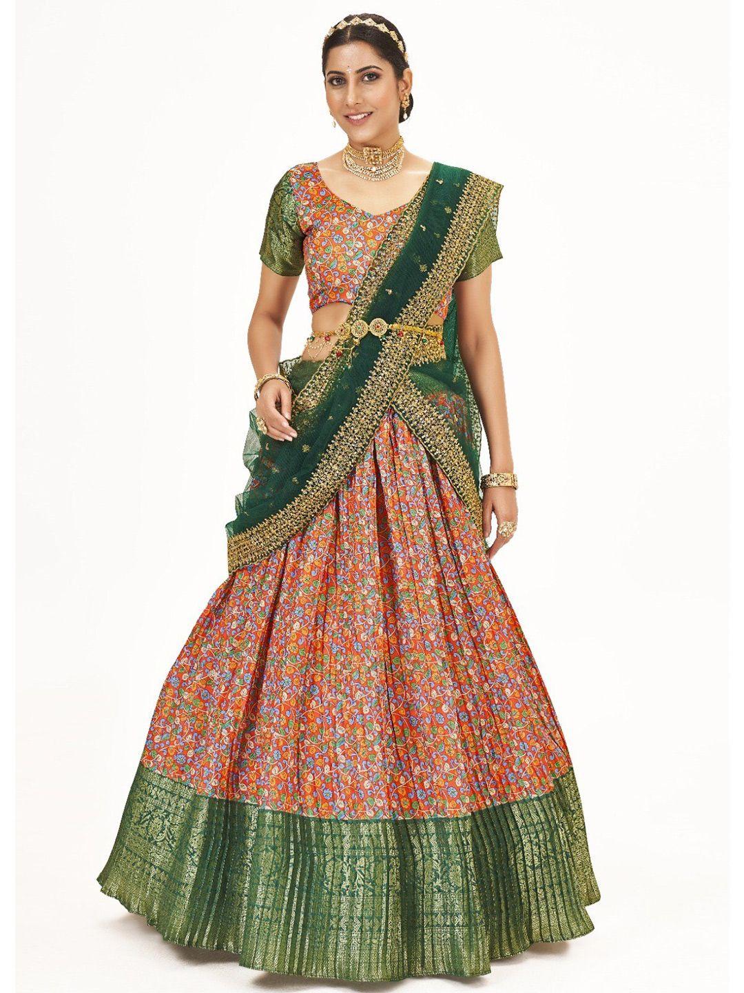 shopgarb floral printed semi-stitched lehenga & unstitched blouse with dupatta