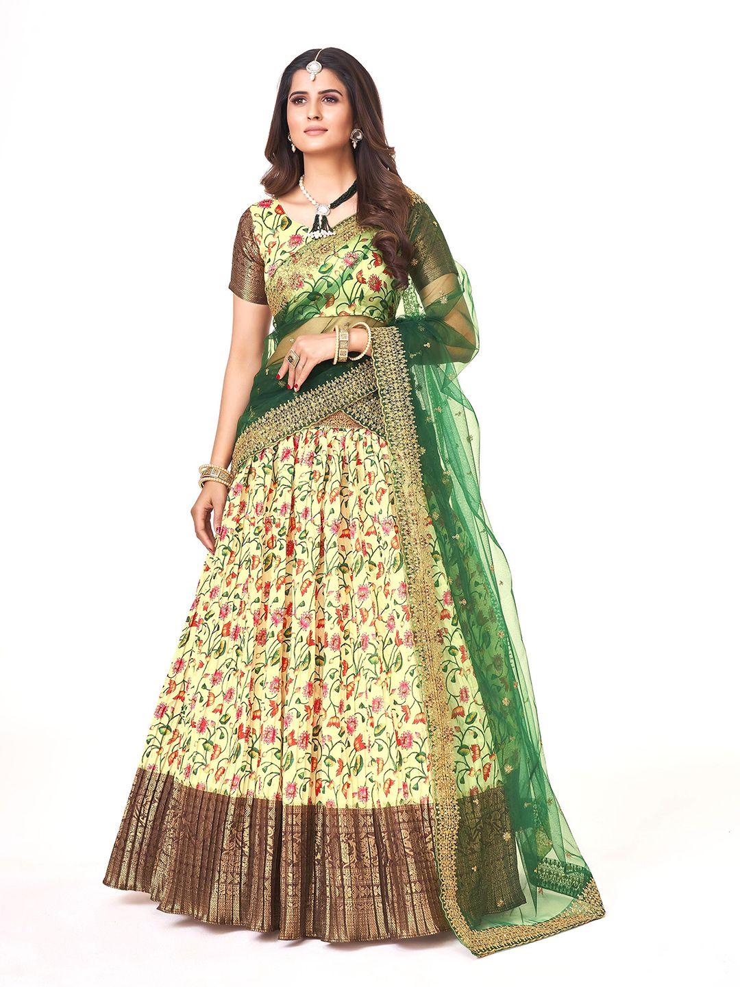 shopgarb floral printed semi-stitched lehenga & unstitched blouse with dupatta