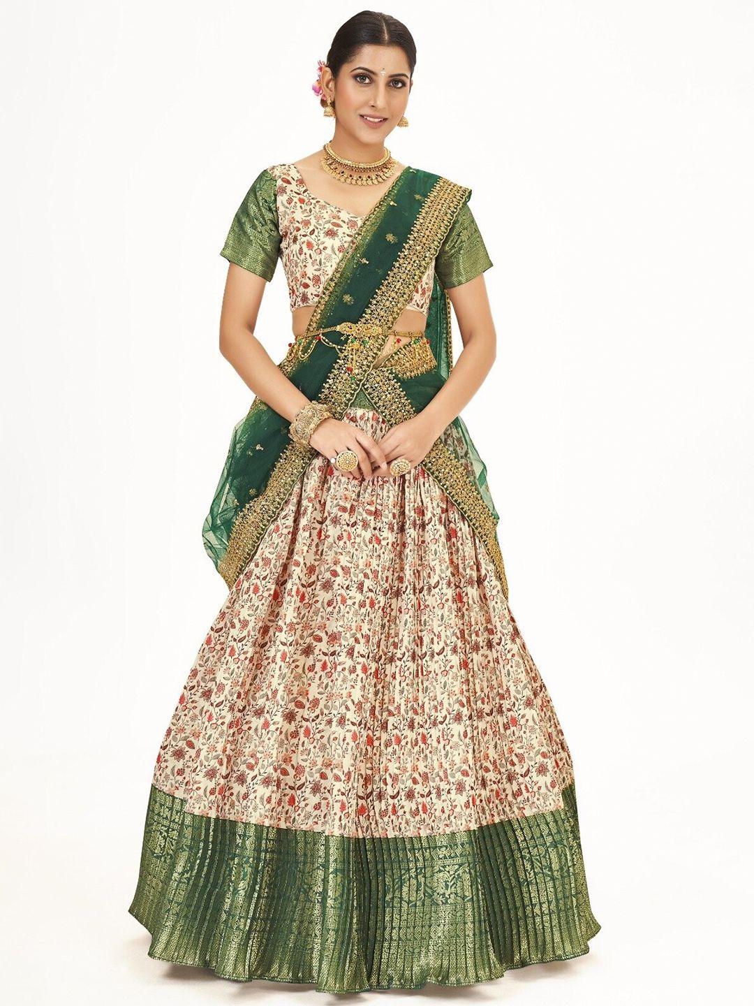 shopgarb floral printed semi-stitched lehenga & unstitched blouse with dupatta