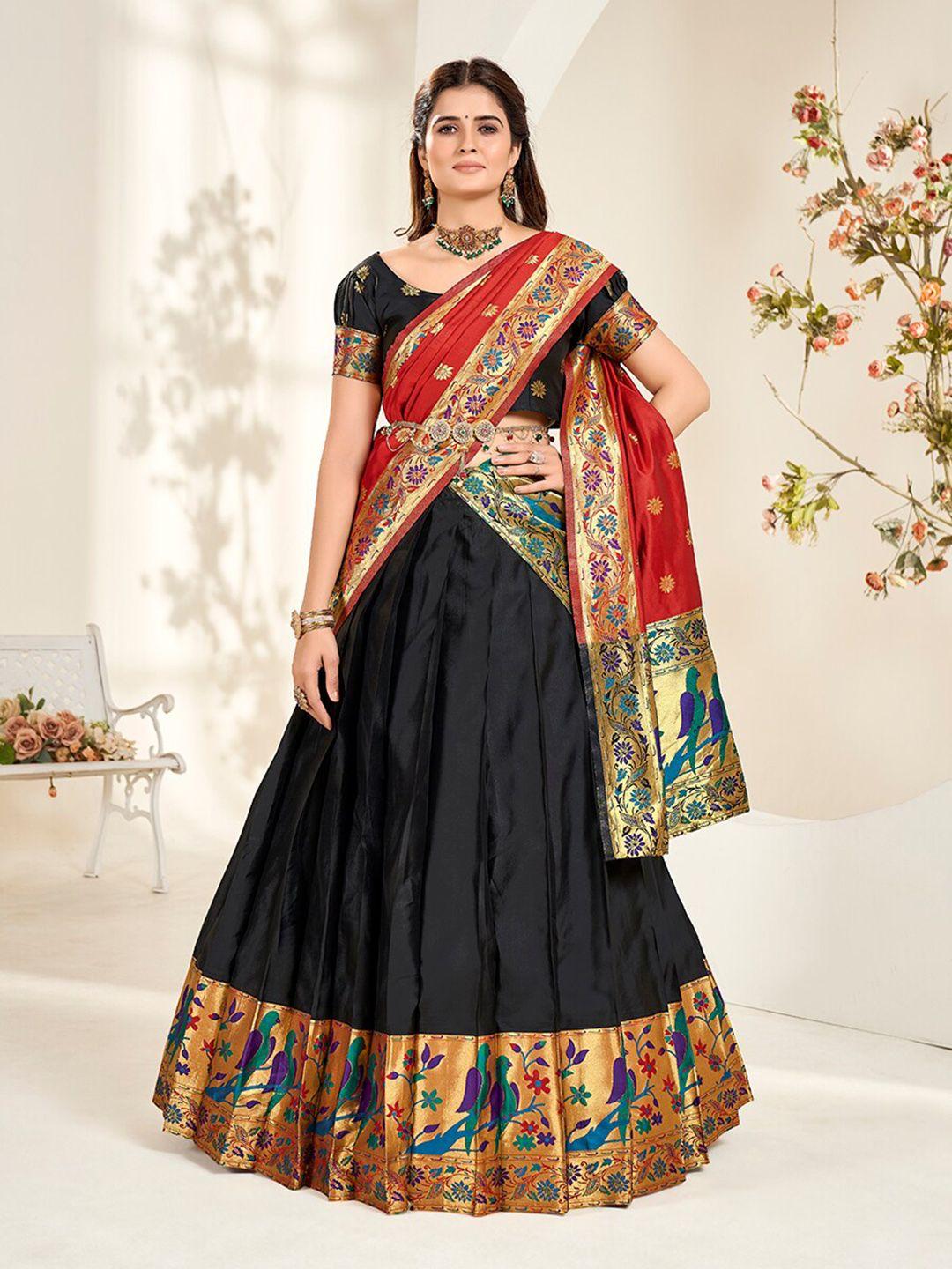 shopgarb floral woven design lehenga & unstitched blouse with dupatta