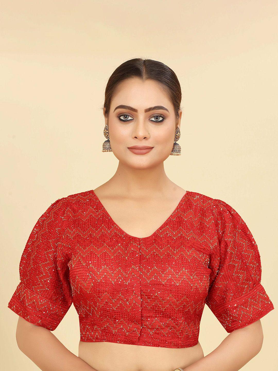 shopgarb golden thread, sequence & embroidery saree blouse