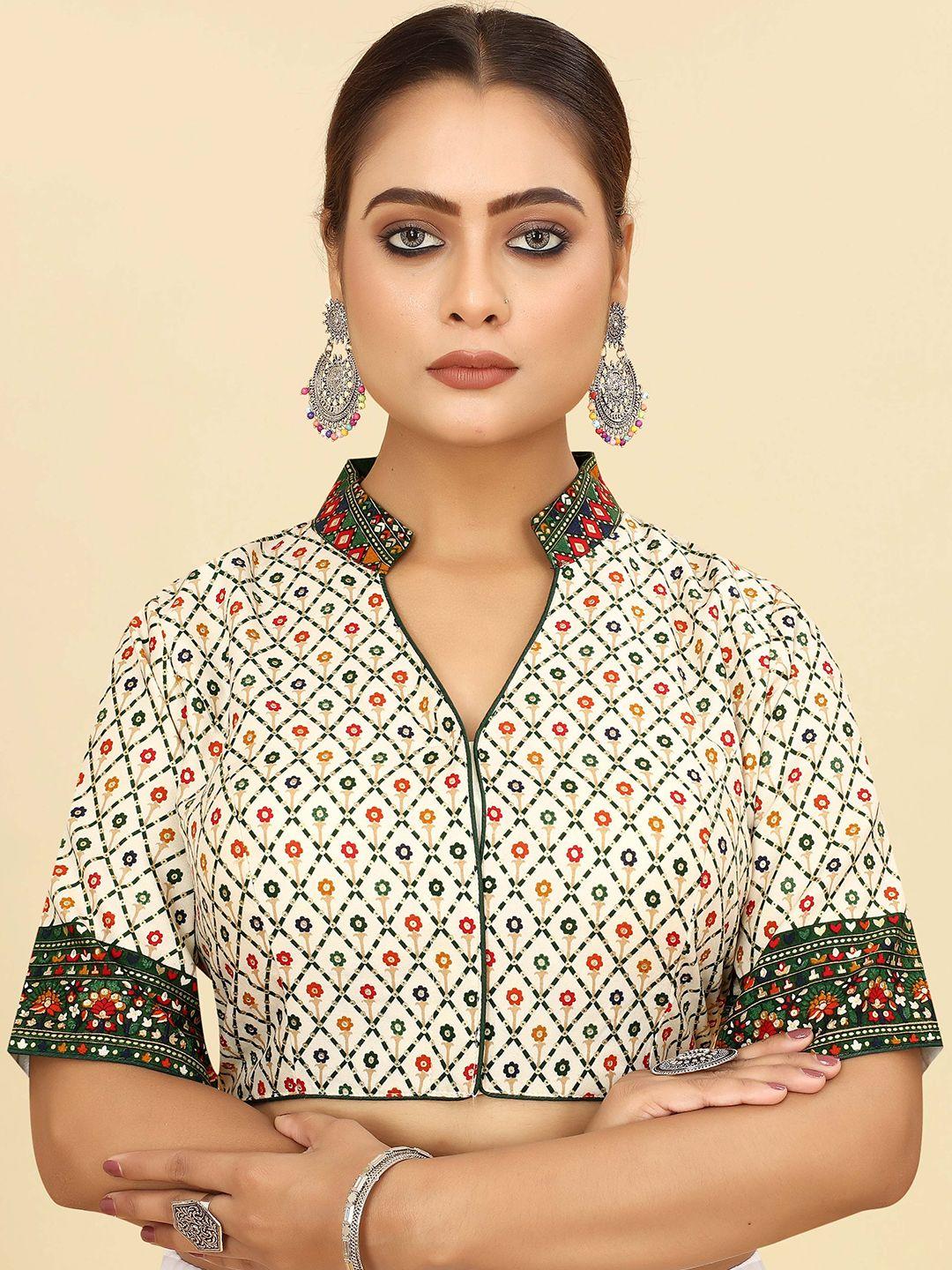 shopgarb printed cotton saree blouse