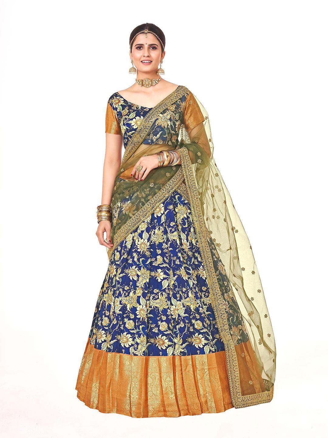 shopgarb printed semi-stitched lehenga & unstitched blouse with dupatta