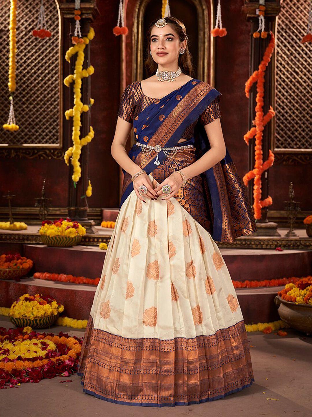 shopgarb woven design semi-stitched lehenga & unstitched blouse with dupatta