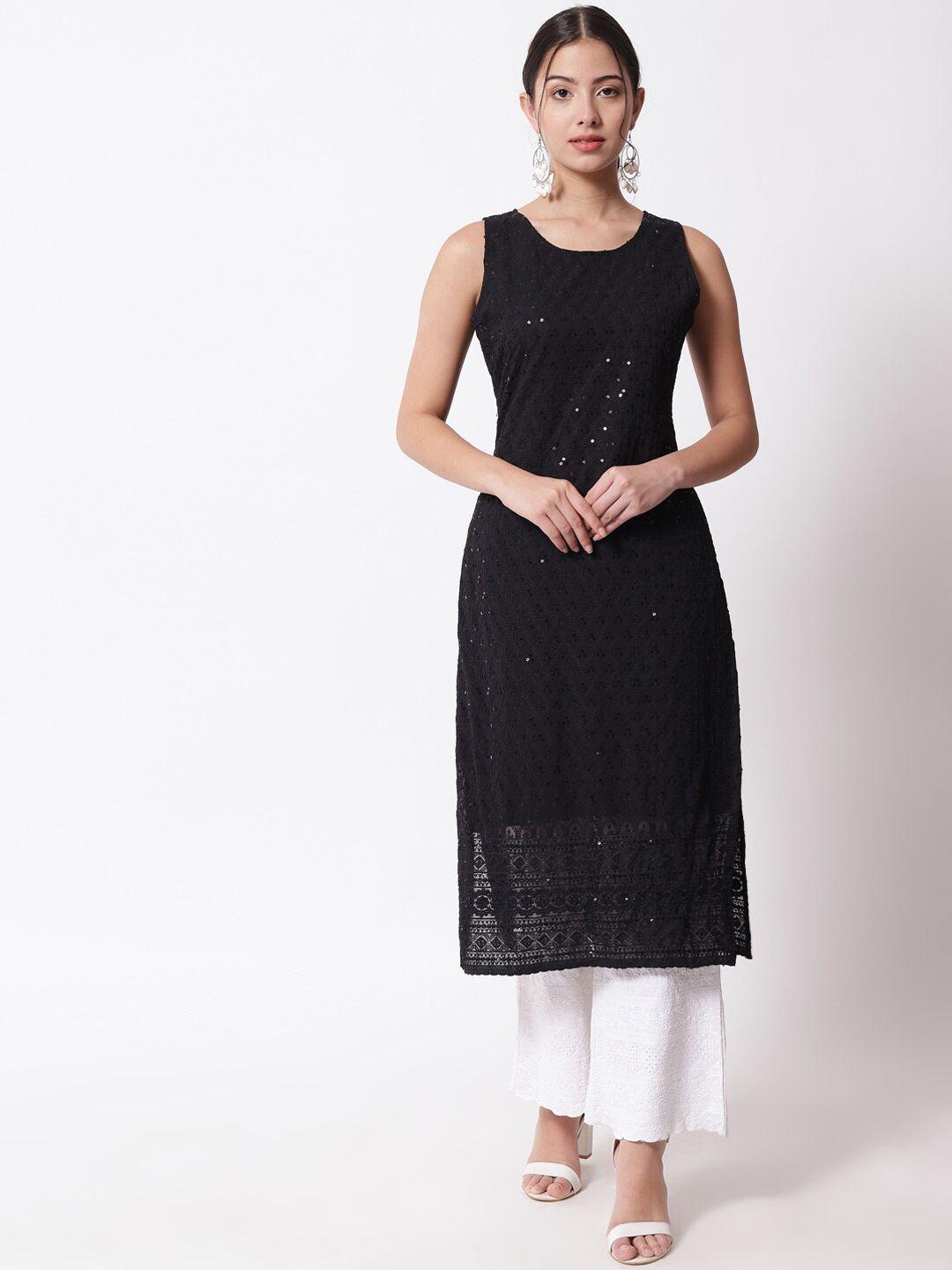 shopping queen ethnic motifs sleeveless sequins kurta with palazzos