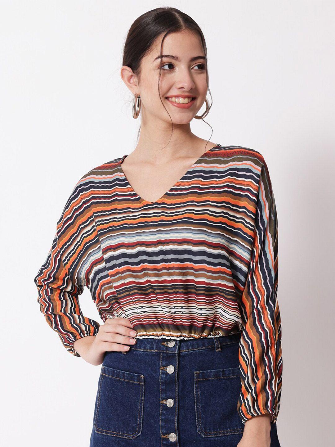 shopping queen multicoloured striped crepe top