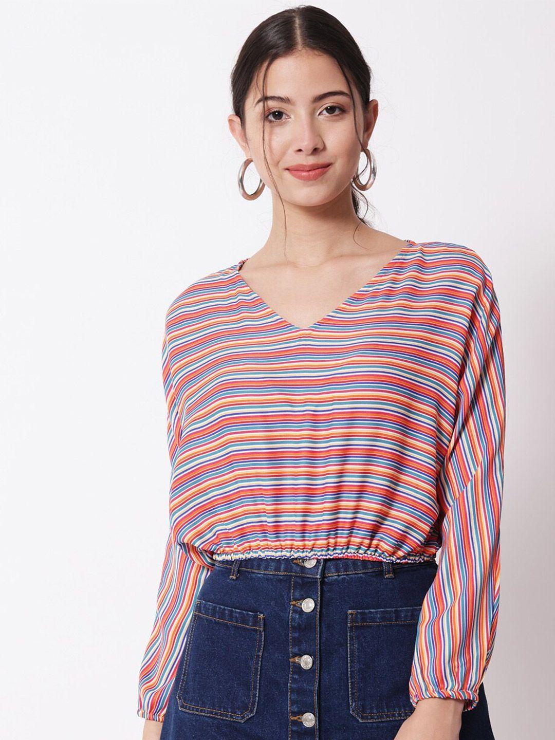 shopping queen women multicoloured striped crepe top