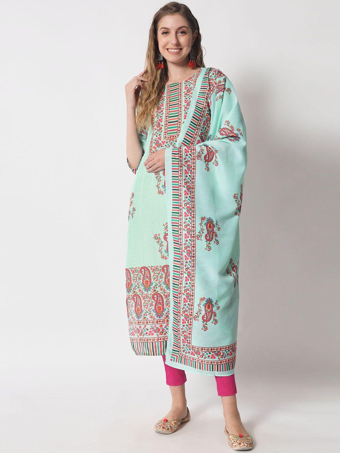 shopping queen ethnic motifs printed kurta with trousers & dupatta