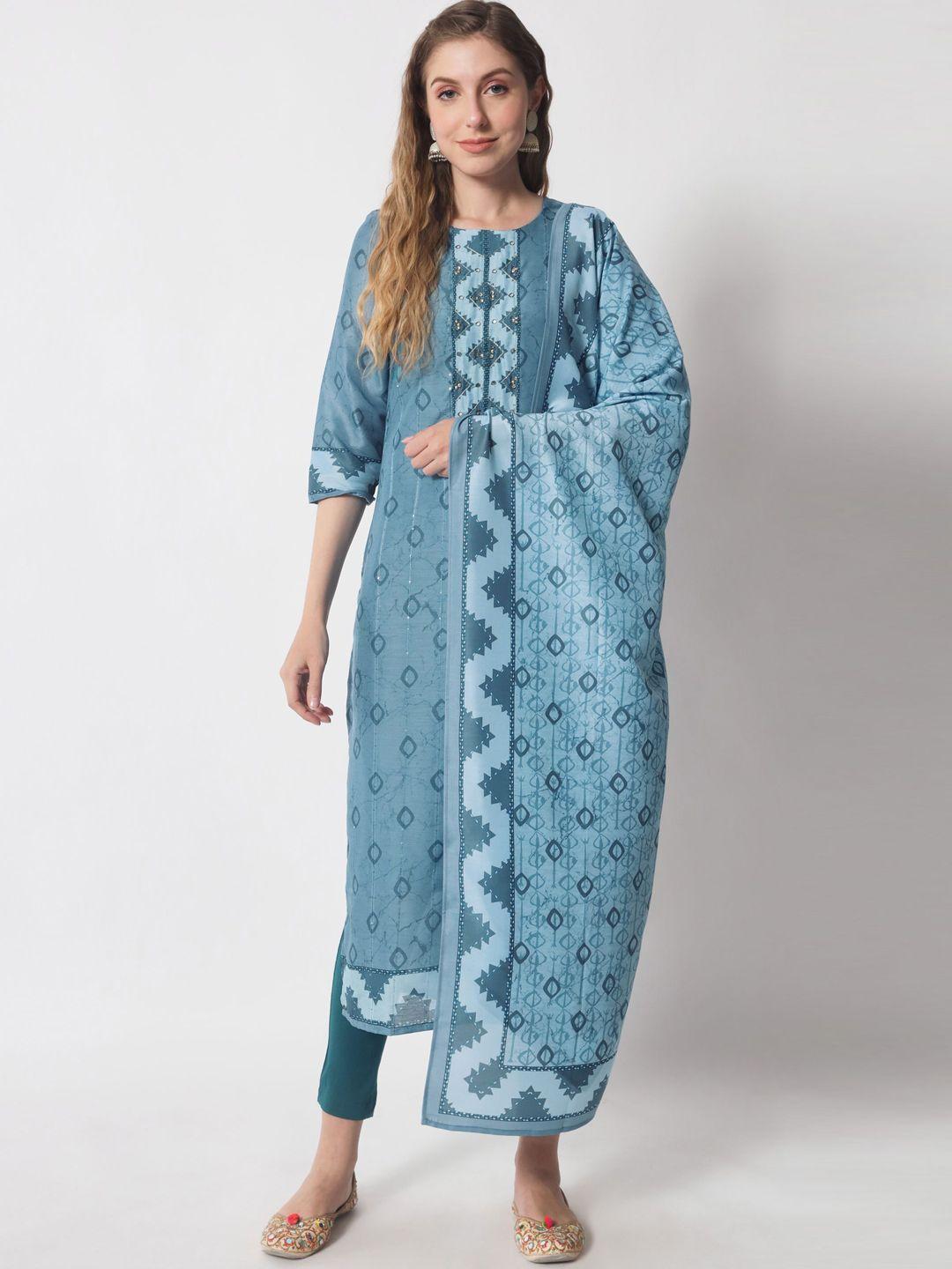 shopping queen ethnic motifs printed sequinned kurta set