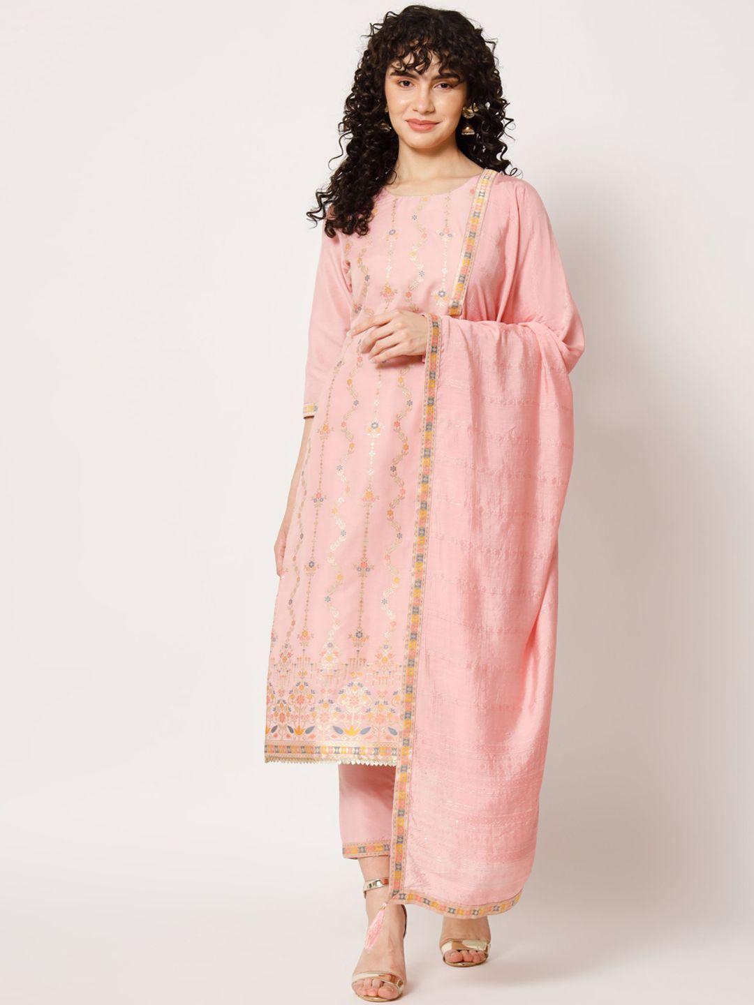 shopping queen ethnic motifs woven design kurta with trousers & dupatta