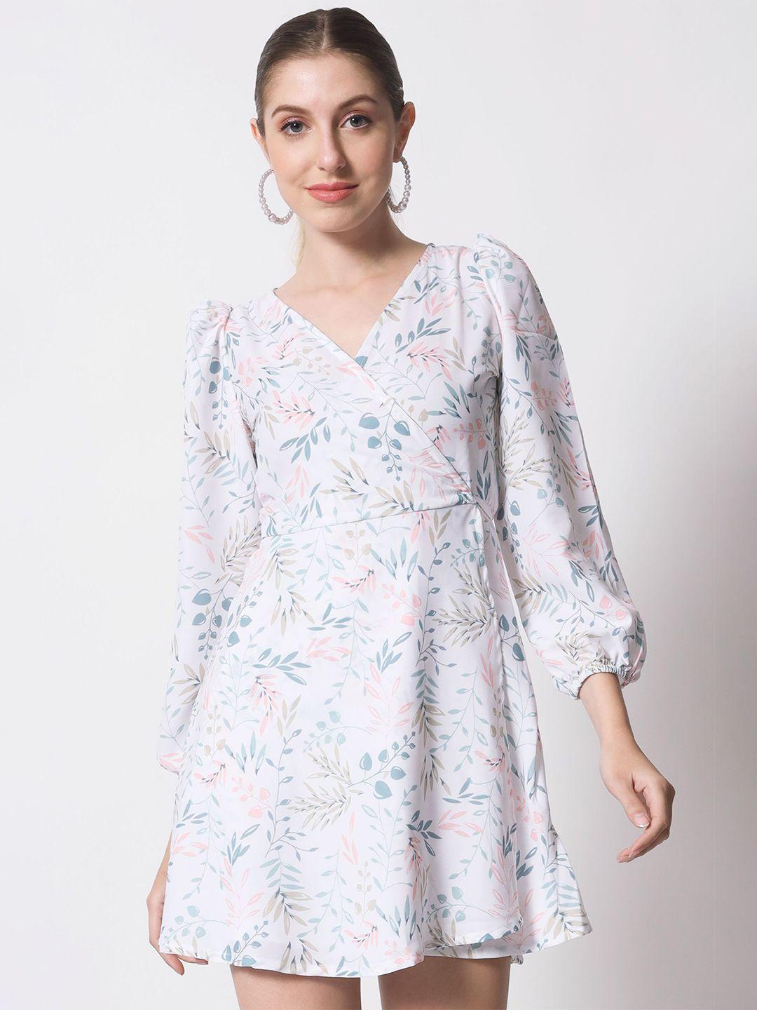 shopping queen floral printed wrap crepe dress
