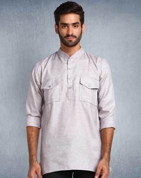 short kurta with buttoned flap pockets