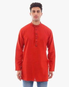 short kurti with band collar