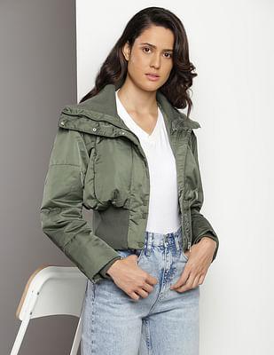 short ribbed bomber jacket