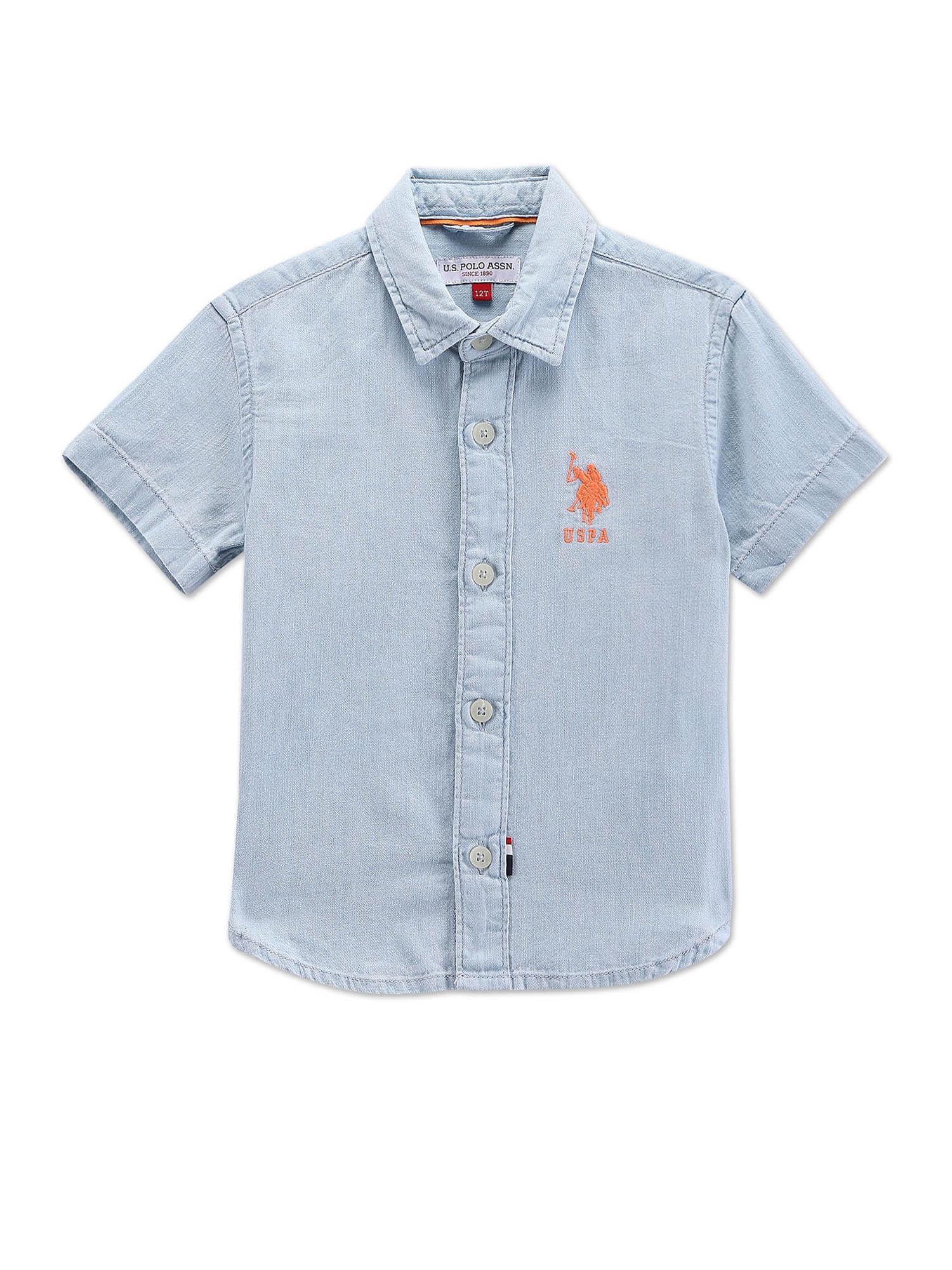 short sleeve chambray shirt