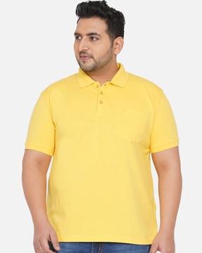 short sleeve collar-neck polo t-shirt with patch pocket