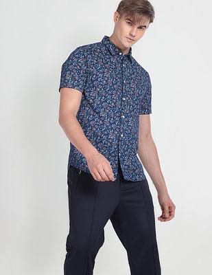 short sleeve floral print shirt