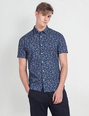 short sleeve floral print shirt