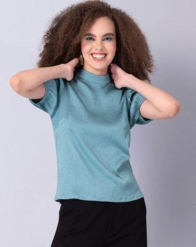 short-sleeve high-neck top