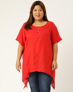 short-sleeve round-neck tunic