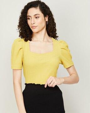 short-sleeve square-neck top